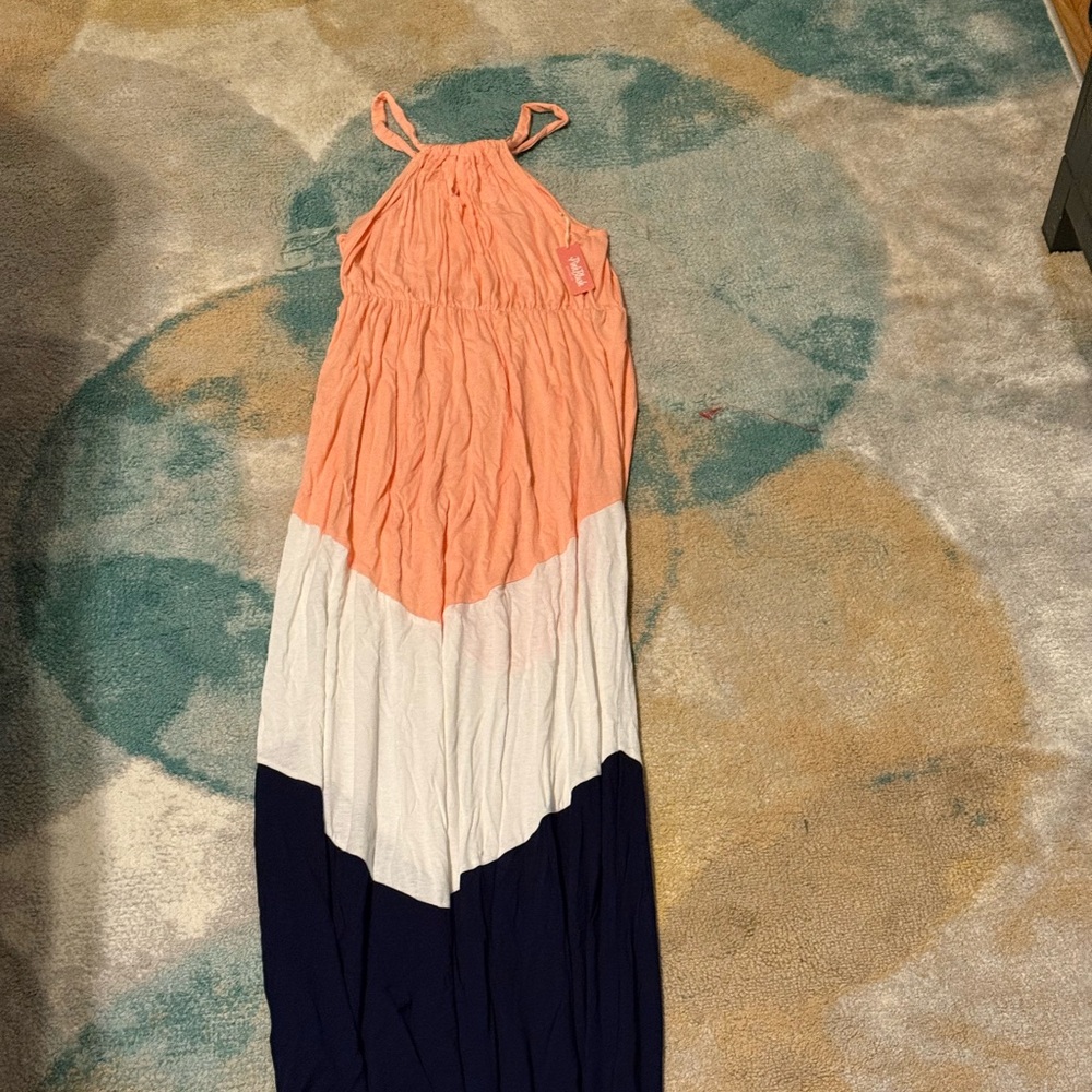 Colorblock Halter Maxi Dress (maternity M)
